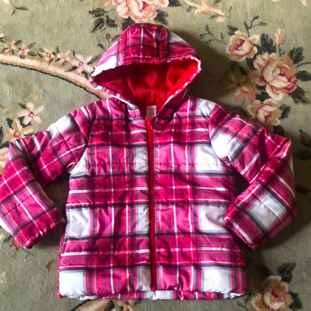 Gymboree Red and White Plaid Puffer Jacket
